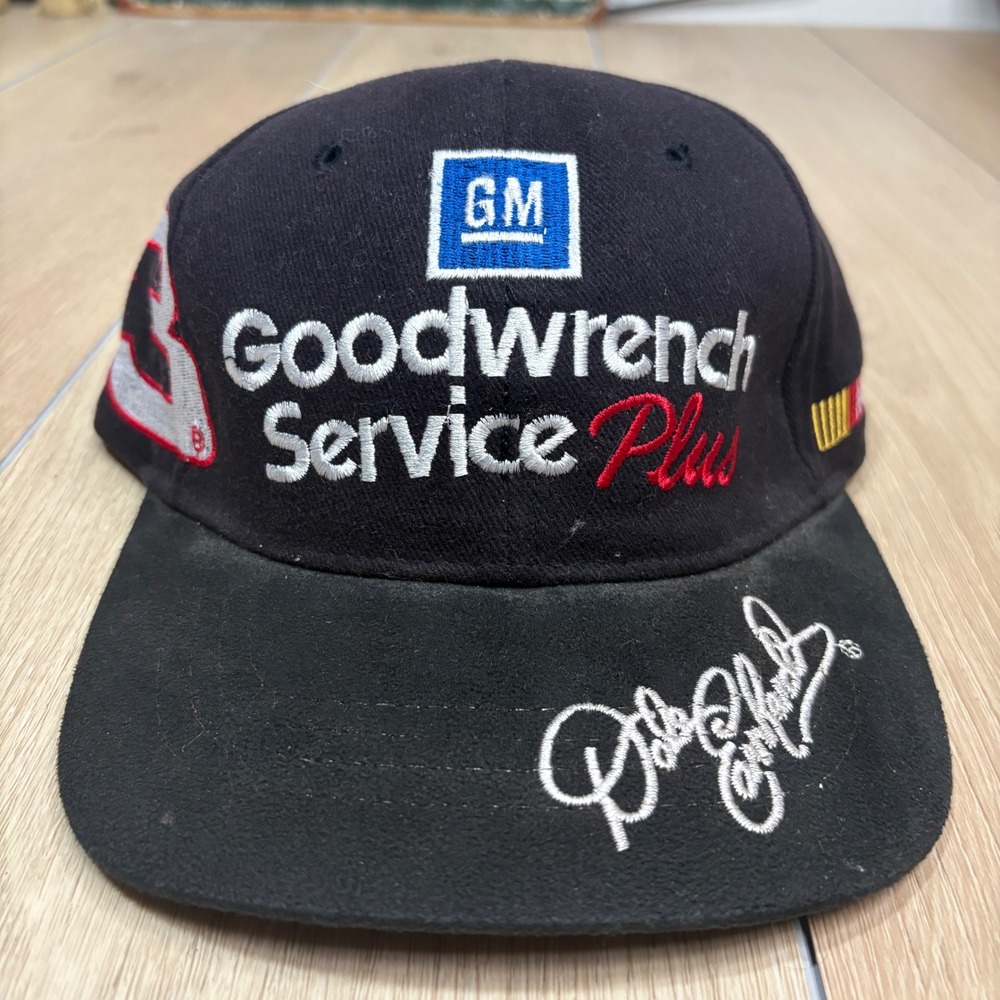 Dale Earnhardt Sr NASCAR Embroidered Hat GM Goodwrench Service Plus JH Black Cap